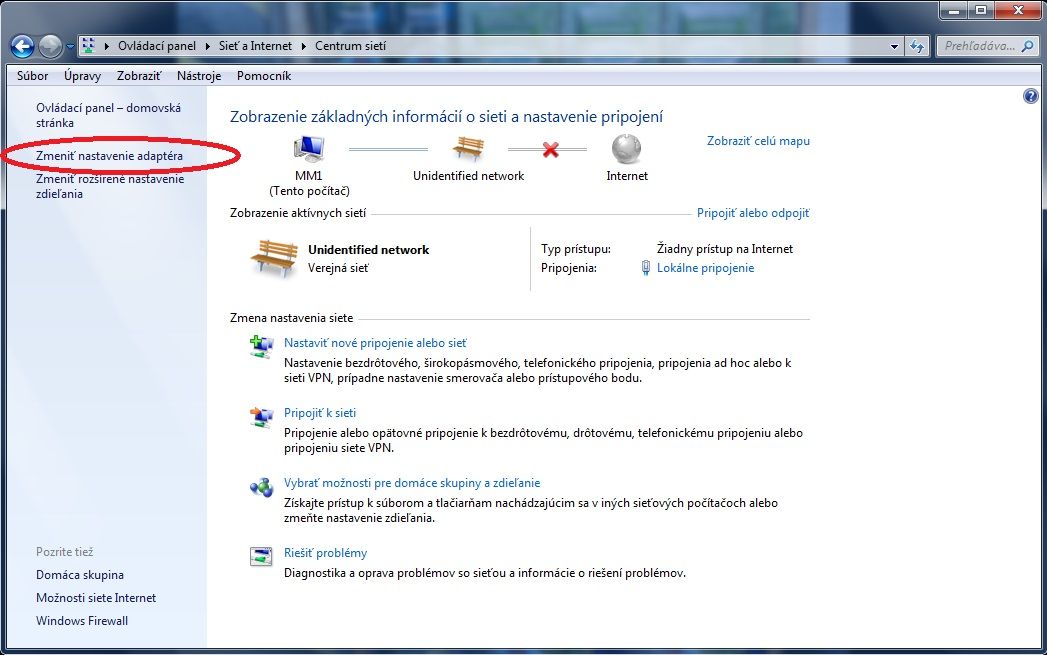 Nastavenie IP adresy windows 7
